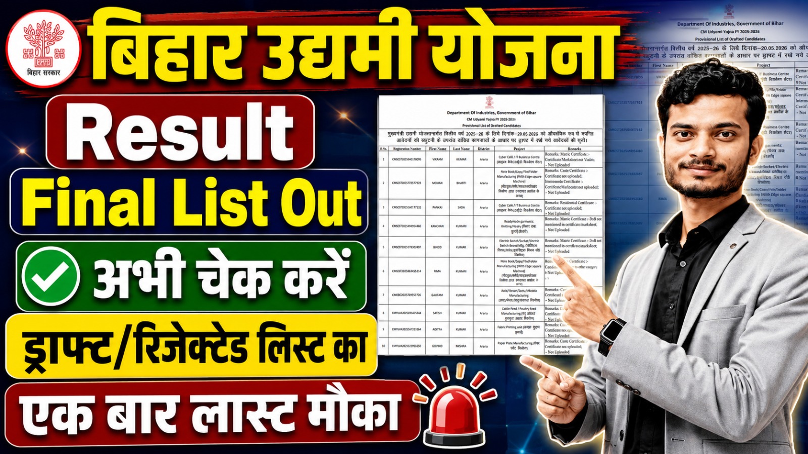 Bihar Udyami Yojana Selection List 2026 Bihar Udyami Yojana Selection List 2026