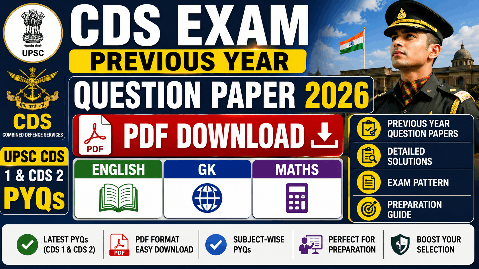 CDS Exam Previous Year Question Paper 2026