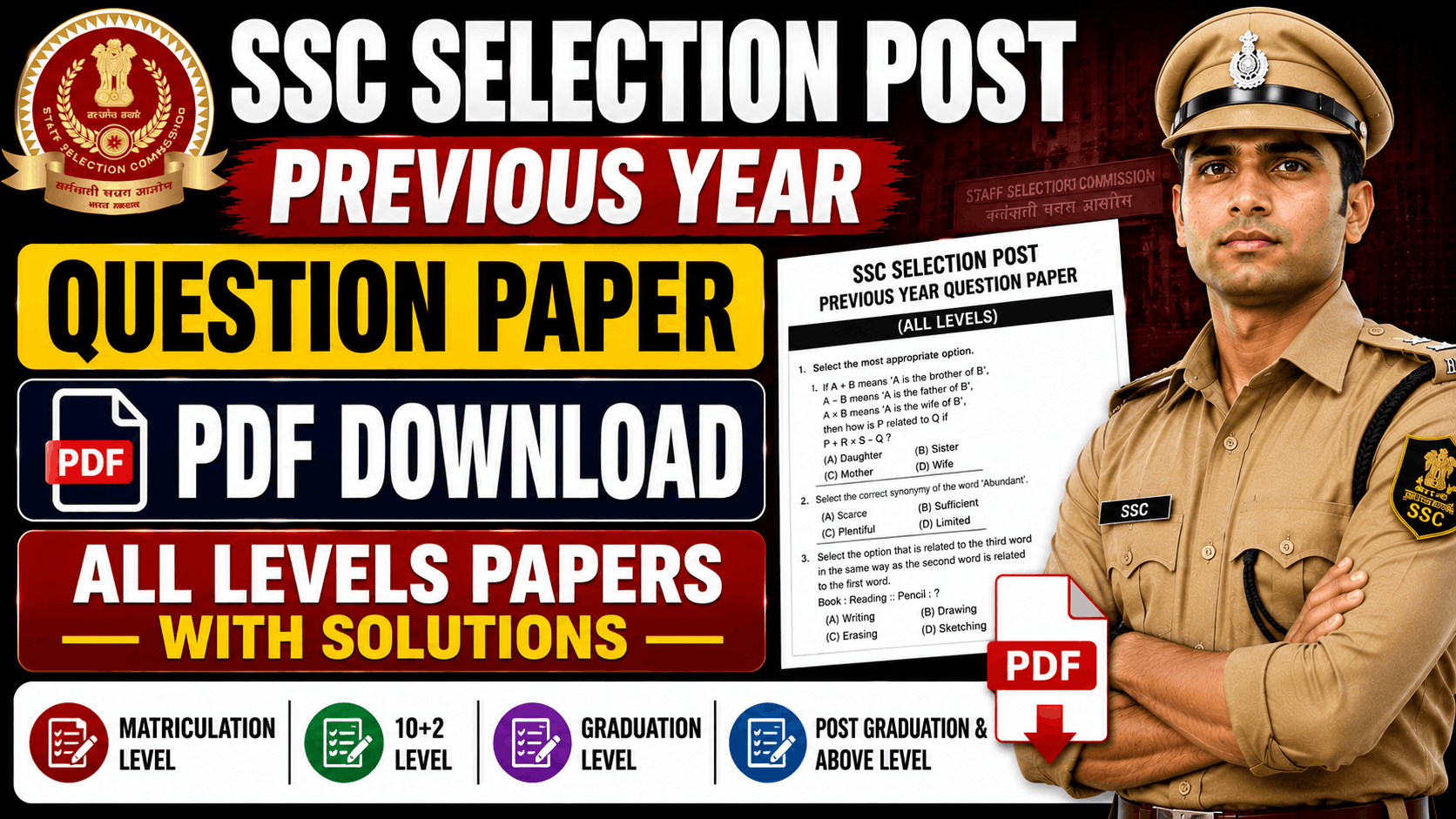 SSC Selection Post Previous Year Question Paper SSC Selection Post Previous Year Question Paper