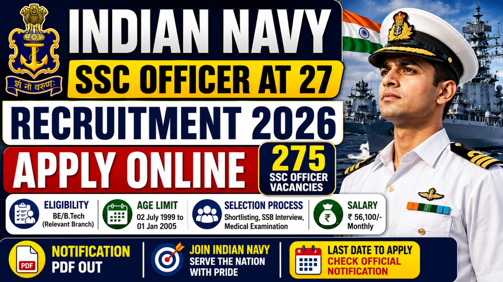 Indian Navy SSC Officer AT 27 Recruitment 2026 Indian Navy SSC Officer AT 27 Recruitment 2026