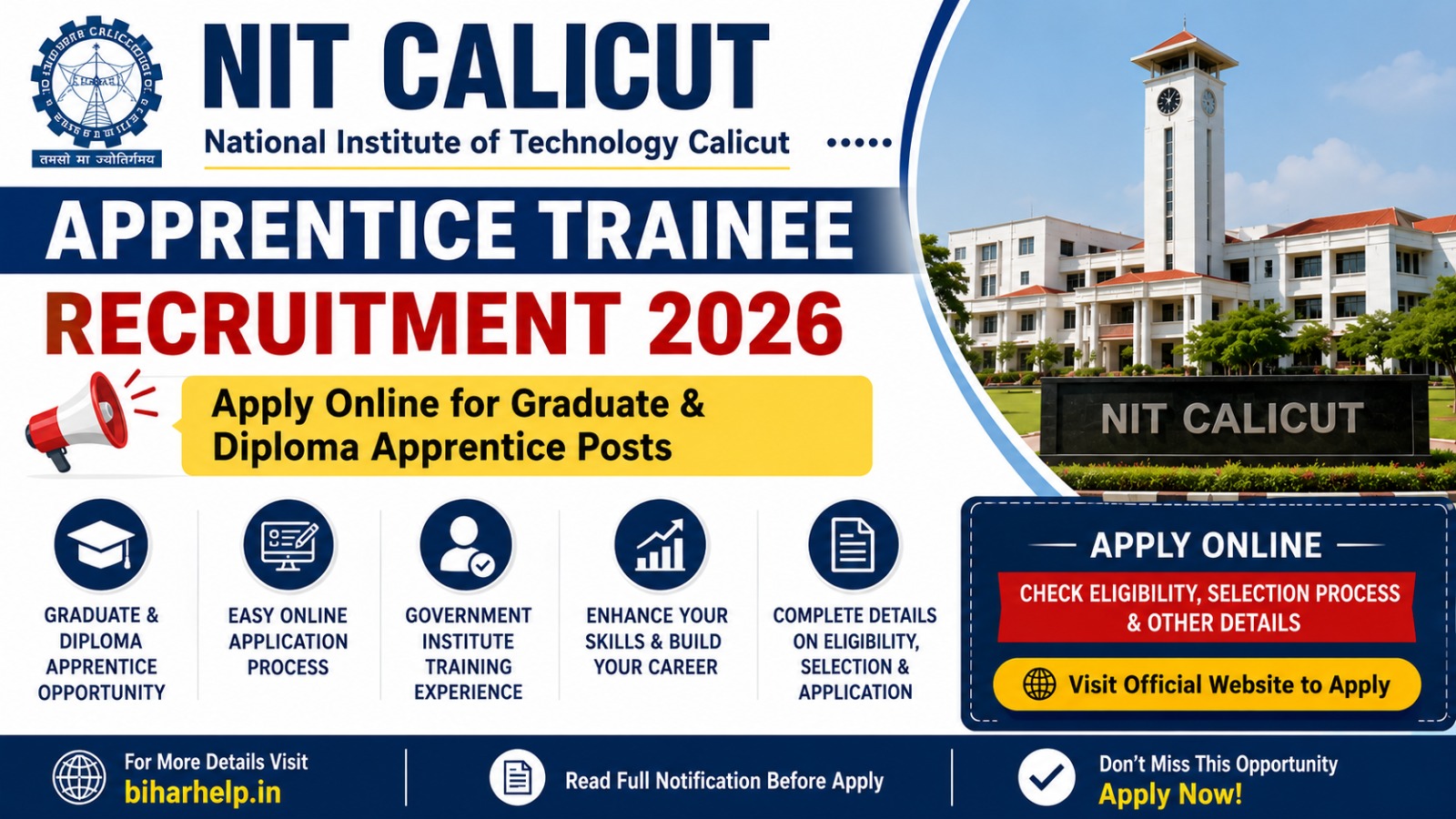 NIT Calicut Apprentice Trainee Recruitment 2026