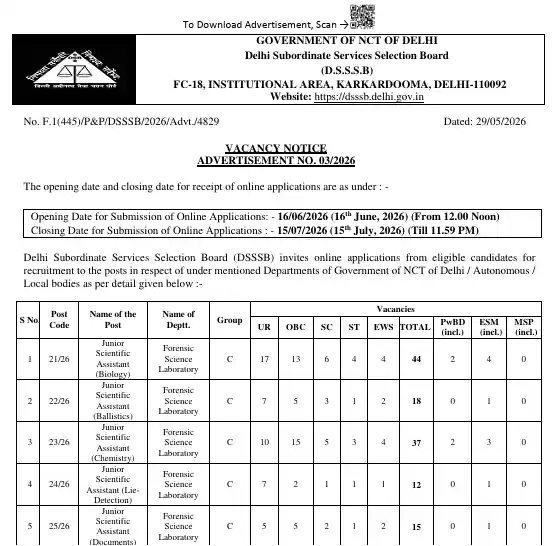 Allahabad High Court RO ARO Recruitment 2026 Officail Notification image of DSSSB Advt 03/2026 Recruitment 2026