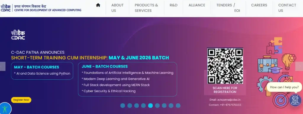 PM Vishwakarma Yojana 2026 CDAC website jomepage of CDAC Recruitment 2026