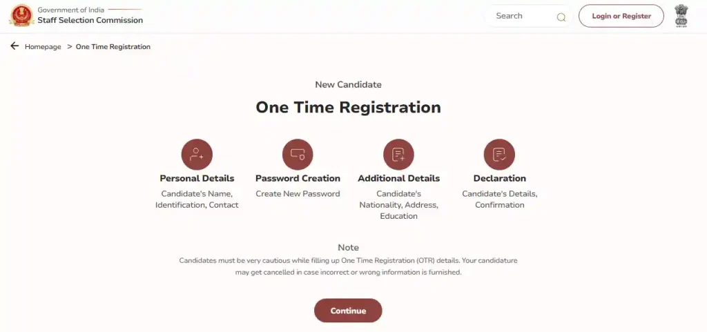OTR form for SSC JSA / LDC LDCE 2025