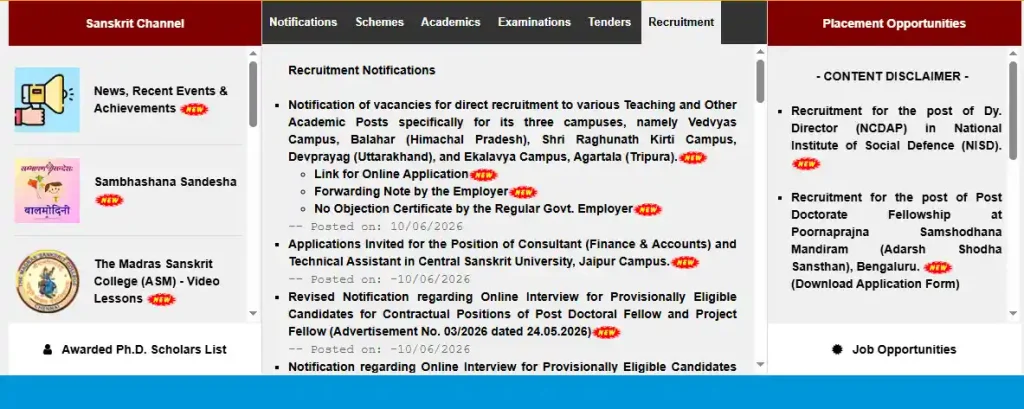 Apply option for CSU Delhi Teaching Vacancy 2026