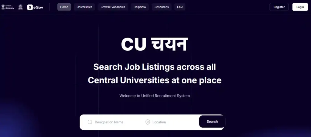 Central Universities apply portal for CSU Delhi Teaching Vacancy 2026