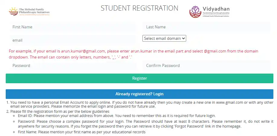 Bihar Vidyadhan Scholarship 2026 Registration form image for Bihar Vidyadhan Scholarship 2026