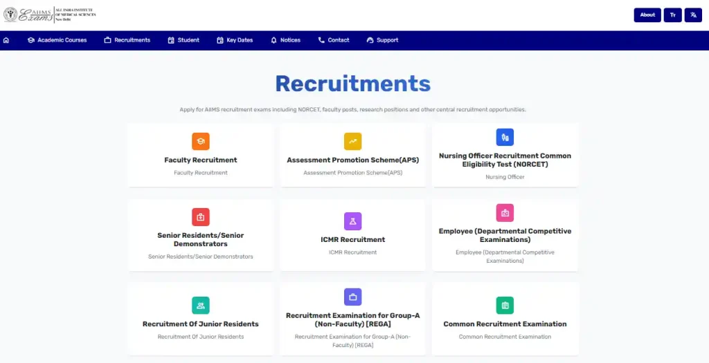 Recruitments Section for AIIMS CRE-5 Recruitment 2026 