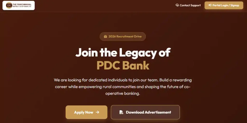 PDC bank online apply website homepage image for PDC Bank Recruitment 2026