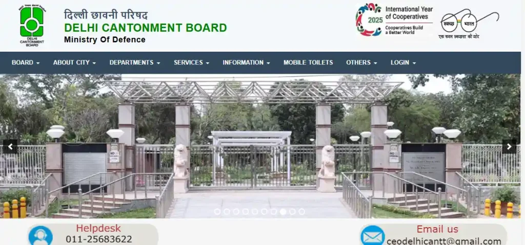 Delhi Cantonment Board official website homepage of Delhi Cantonment Board Recruitment 2026