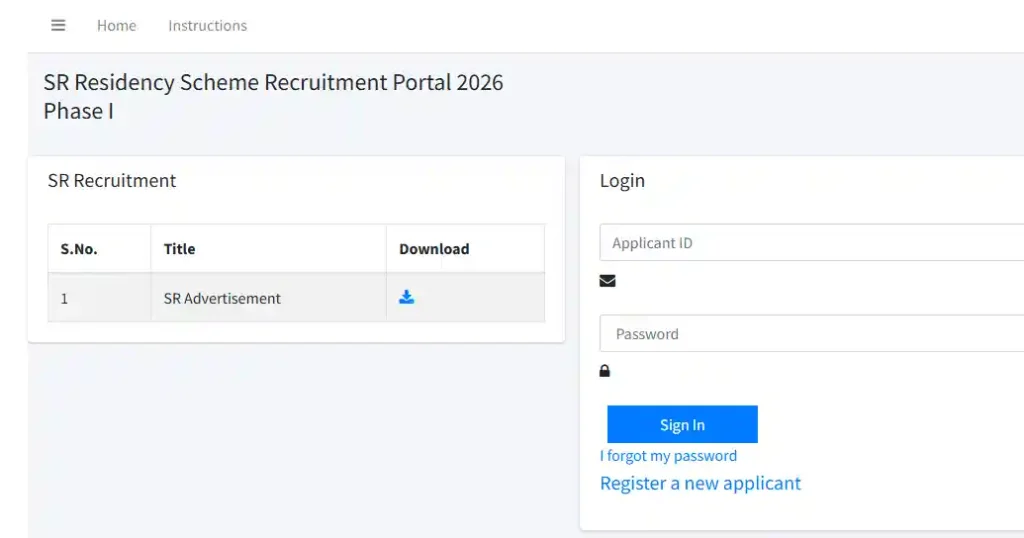 Login and Registration option for AIIMS Patna Senior Resident Recruitment 2026