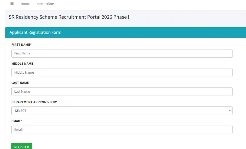 Registration form for AIIMS Patna Senior Resident Recruitment 2026