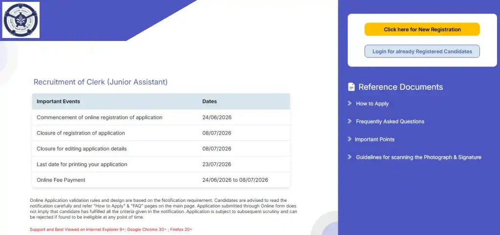 Login and registration option for Sangli DCC Bank Clerk Recruitment 2026