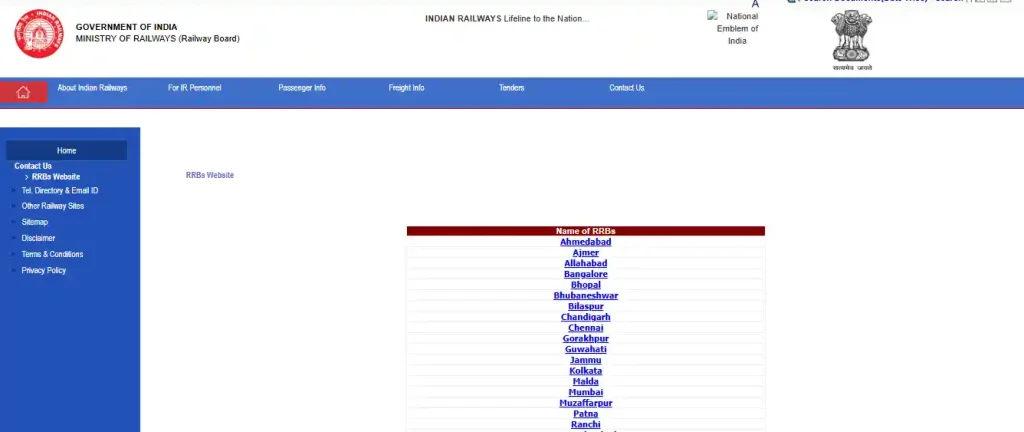 RRB All Zone website link image for RRB NTPC UG Answer Key 2026