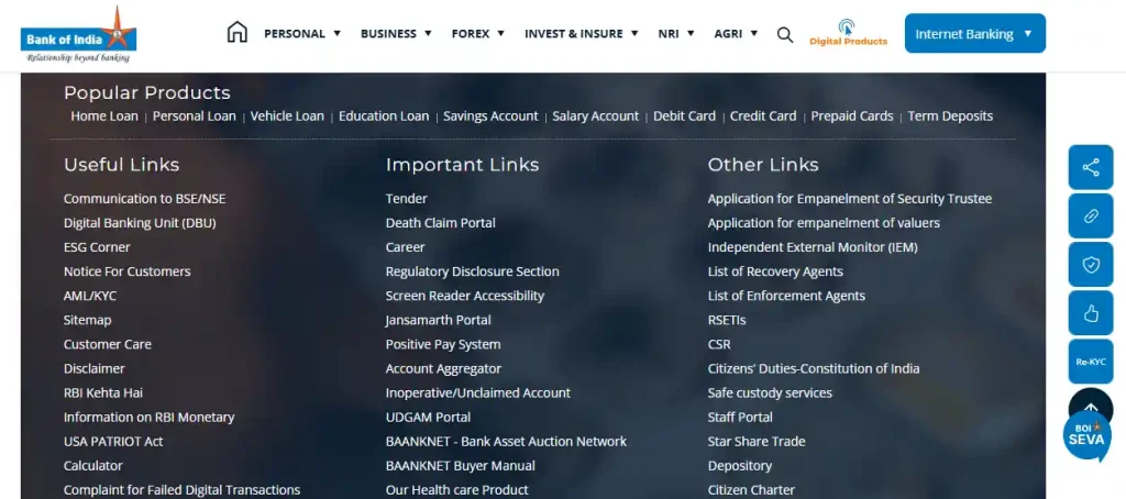 Footer section for career option for Bank of India Credit Officer Recruitment 2026