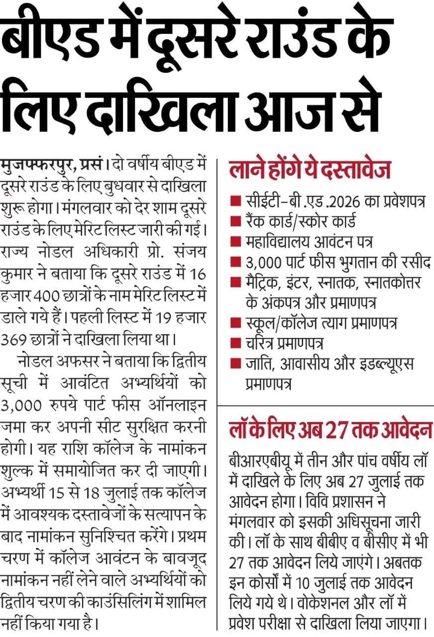Bihar BEd Merit List 2026 Bihar BEd Merit List 2026