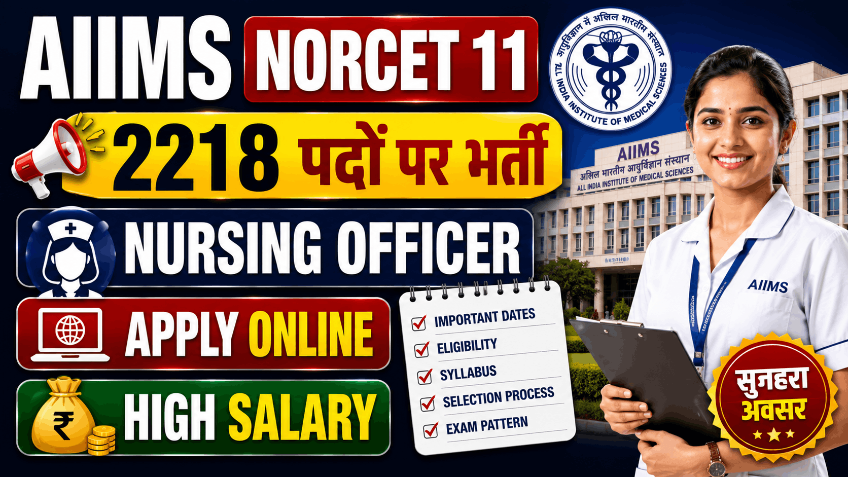 AIIMS NORCET 11 Nursing Officer Recruitment 2026 AIIMS NORCET 11 Nursing Officer Recruitment 2026