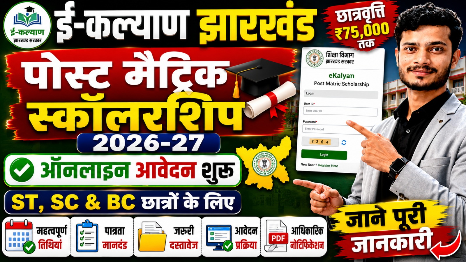 Ekalyan Jharkhand Post Matric Scholarship 2026-27