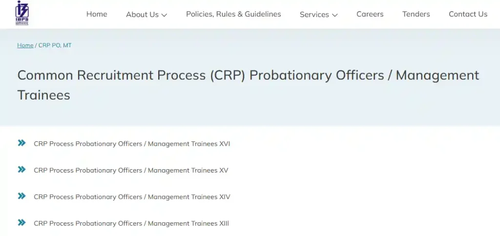 CRP Process Probationary Officers / Management Trainees XVI option for IBPS PO Recruitment 2026 