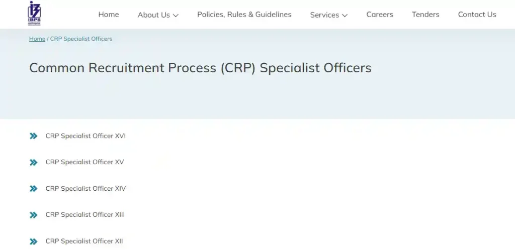 CRP Specialist Officer XVI option for IBPS SO Recruitment 2026