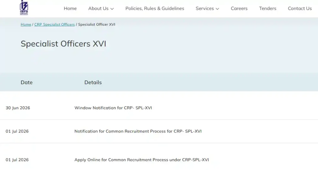 Apply Option for IBPS SO Recruitment 2026