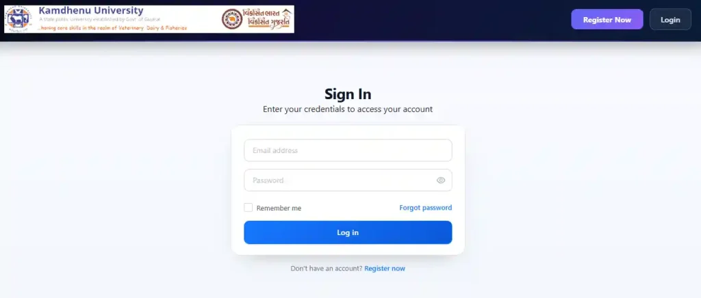 Kamdhenu University Junior Clerk Recruitment 2026 Login form image of Kamdhenu University Junior Clerk Recruitment 2026