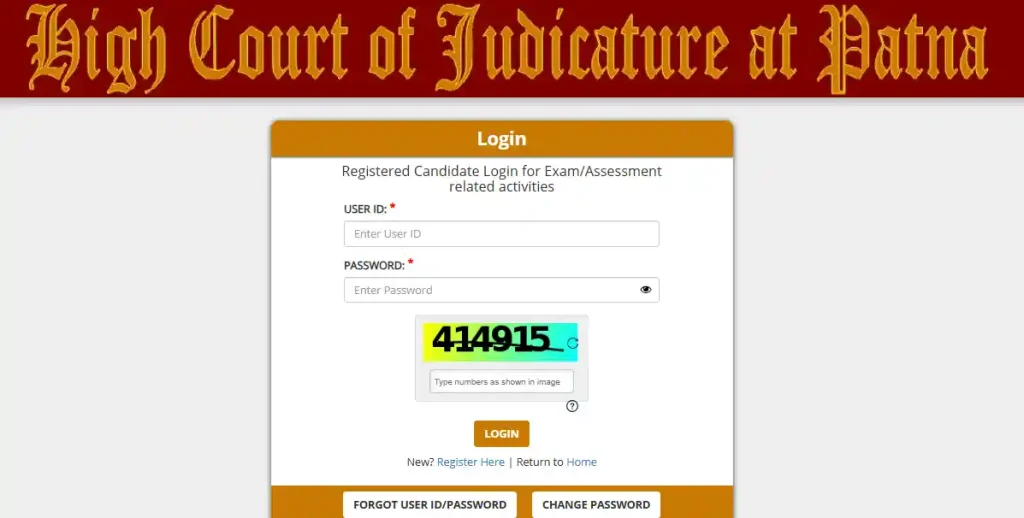 Login page for Patna High Court Computer Operator-Cum-Typist Admit Card 2026