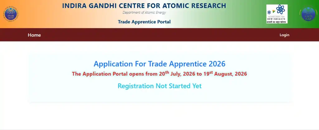 IGCAR Protal image for IGCAR Apprentice Recruitment 2026