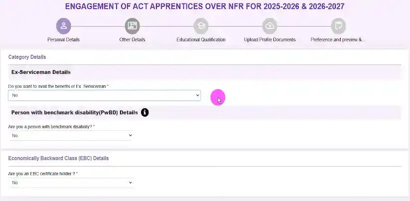 Northeast Frontier Railway NFR Apprentice Recruitment 2026 Apply form image of Northeast Frontier Railway NFR Apprentice Recruitment 2026