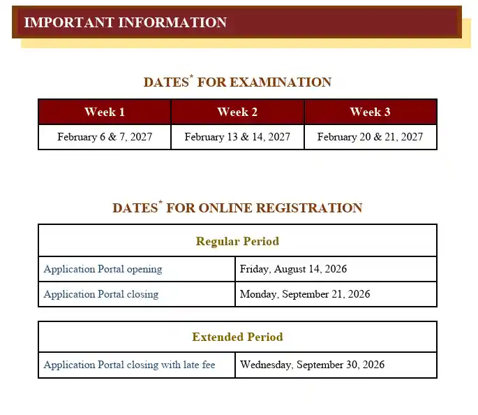 Dates notice image of GATE 2027