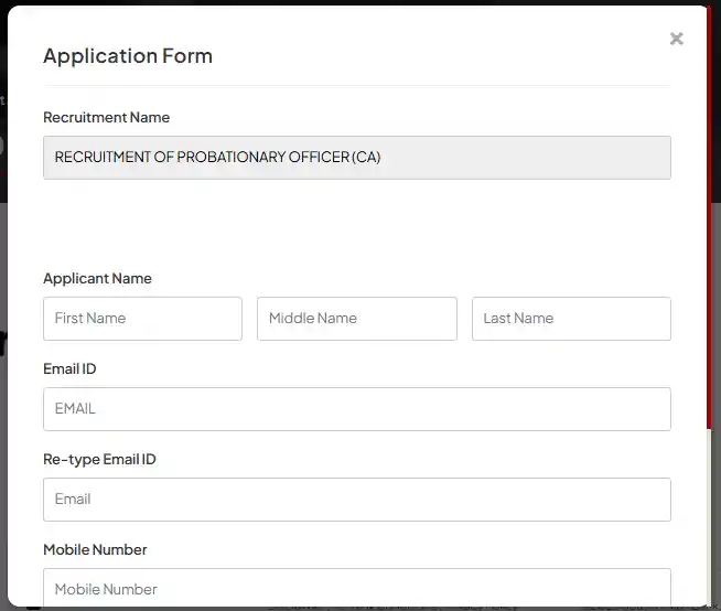 Registration form image of South Indian Bank PO Recruitment 2026